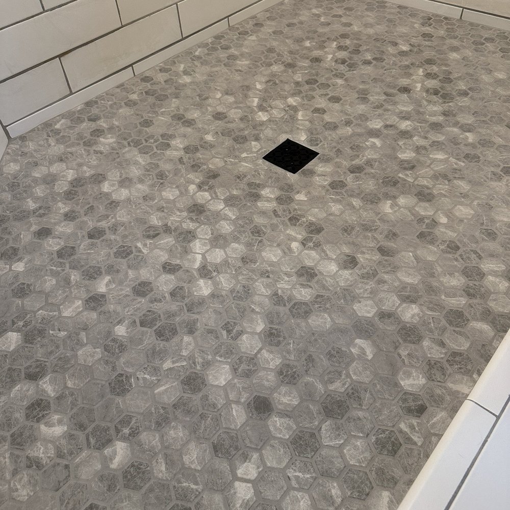 Shower floor tile work