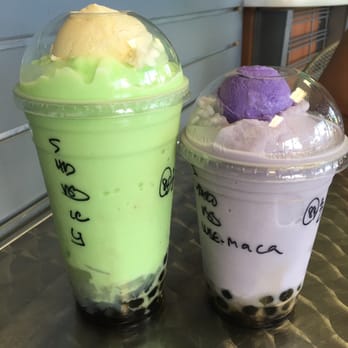 Boba Cafe - Honey melon & taro - Bubble Tea Near Me - Ewa Beach, Hawaii