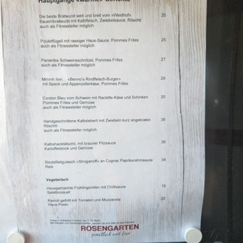 Restaurant Rosengarten - Sample menu for the day... - Hotels & Travel Near Me - Cham, ZG Restaurant Rosengarten - Sample menu for the day... - Hotels & Travel Near Me - Cham, ZG