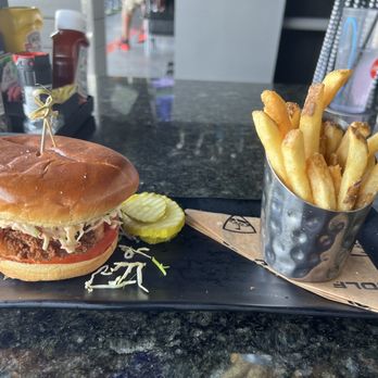 Topgolf - Buttermilk fried chicken sandwich - Golf Near Me - Houston, Texas Topgolf - Buttermilk fried chicken sandwich - Golf Near Me - Houston, Texas