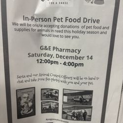 G & E Pharmacy - Pet Food Drive Dec 14/24