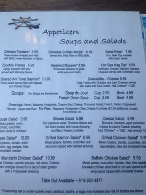 Menu photo 7 Silver Shores Restaurant Conneaut Lake, PA