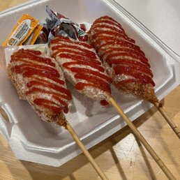 Korean corn dogs! 2 cheese and 1 combo Korean corn dogs! 2 cheese and 1 combo