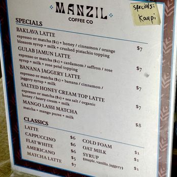 Manzil Coffee - April 3, 2026 | Friday | Menu! | - Coffee & Tea Near Me - Los Angeles, California Manzil Coffee - April 3, 2026 | Friday | Menu! | - Coffee & Tea Near Me - Los Angeles, California