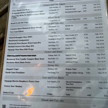Thee Elbow Room - Beer menu - Gastropubs Near Me - Montrose, California