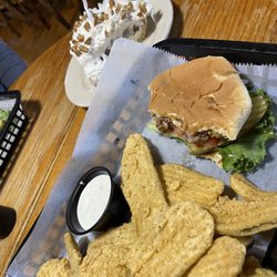 Wing Shack & Cheeseburger Grill - Fried pickles, hamburger and pie