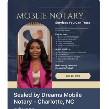 Sealed by Dreams Mobile Notary - Notaries Near Me - Charlotte, North Carolina Sealed by Dreams Mobile Notary - Notaries Near Me - Charlotte, North Carolina