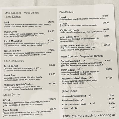 Menu photo 1 Aspendos Inverness, HLD Menu photo 1 Aspendos Inverness, HLD