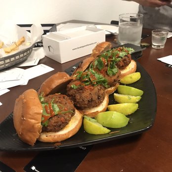 Lab 88 - Deep fried cheese burgers. We were sharing munchies family style and the chef was nice enough to turn 2 burgers into 4 sliders for us :D - Lounges Near Me - El Monte, California