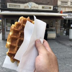 Pinocchio Waffles & Ice Cream - Plain Belgian waffle. Other flavors available. Pretty Good. Would paired well with black coffee.