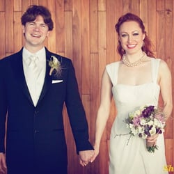 The Emerald Scarab - Morgan & Joe's dream wedding! - bride & groom dressed by Kallah Maguire of The Emerald Scarab - brides dress custom designed