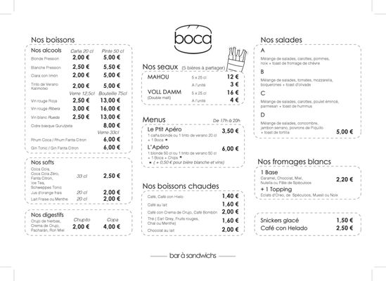 Menu photo 1 BOCA DOS - Tapas españolas Toulouse, 31 Menu photo 1 BOCA DOS - Tapas españolas Toulouse, 31