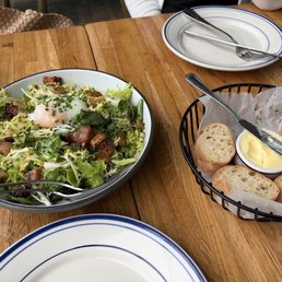 Lyonnaise salad and bread Lyonnaise salad and bread