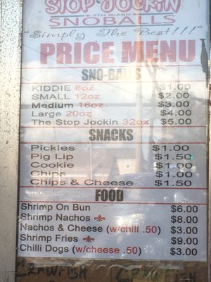 Menu photo 4 Stop Jockin Snoballs New Orleans, LA