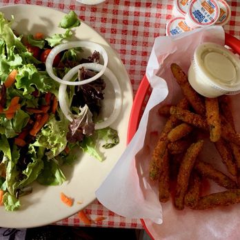 Bell Buckle Cafe - Fried Green Beans and a side salad - American Near Me - Bell Buckle, Tennessee