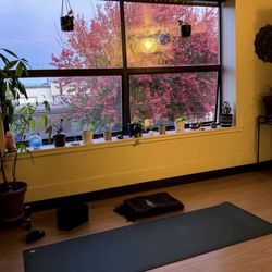 M Path Massage - With a partition, Mindy creates a small class yoga studio overlooking Mt. Hood.
