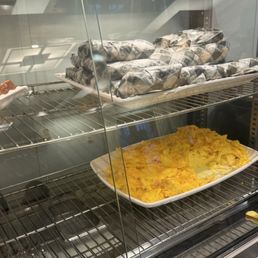 Breakfast options - eggs with cheese were cold and not good. Breakfast burrito was tasty when heated up in microwave