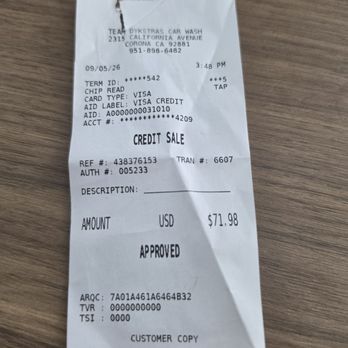 South Corona Auto Spa - Receipt had a wash inside clean and detailed. - Car Wash Near Me - Corona, California South Corona Auto Spa - Receipt had a wash inside clean and detailed. - Car Wash Near Me - Corona, California