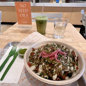 Vibe Organic Kitchen - Fiesta Bowl and Super Green Juice - Juice Bars & Smoothies Near Me - Costa Mesa, California Vibe Organic Kitchen - Fiesta Bowl and Super Green Juice - Juice Bars & Smoothies Near Me - Costa Mesa, California
