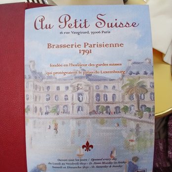 Au Petit Suisse - Cute menu - Brasseries Near Me - Paris, 75 Au Petit Suisse - Cute menu - Brasseries Near Me - Paris, 75