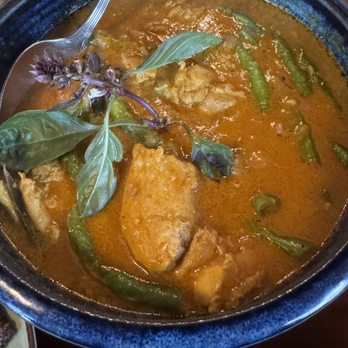 Burma Superstar - COCONUT CHICKEN CURRY
Chicken thighs simmered in an aromatic stew of coconut milk, turmeric, Thai basil, string beans, and chili. - Burmese Near Me - Oakland, California Burma Superstar - COCONUT CHICKEN CURRY
Chicken thighs simmered in an aromatic stew of coconut milk, turmeric, Thai basil, string beans, and chili. - Burmese Near Me - Oakland, California