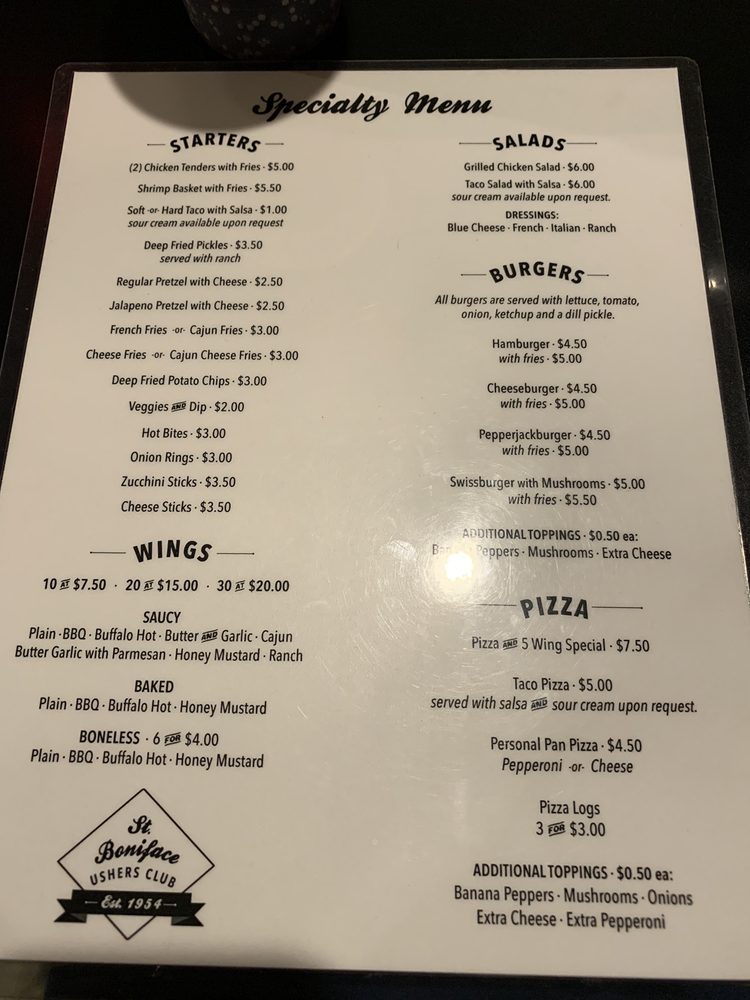 ST BONIFACE USHERS CLUB 6941 Wattsburg Rd, Erie, Pennsylvania Phone