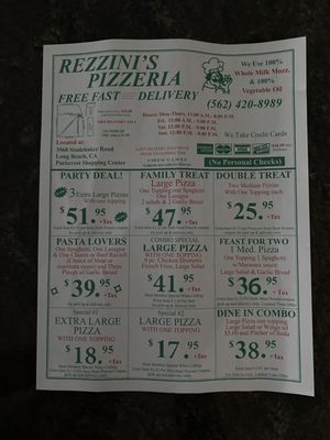 Menu photo 1 Rezzini's Pizzeria Long Beach, CA