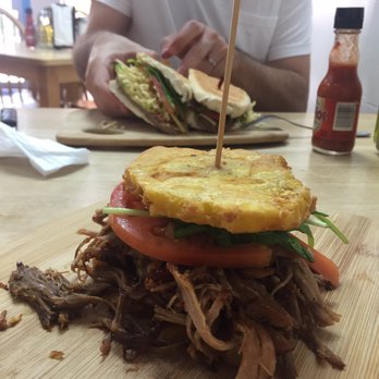Atlantis Cafe - Pulled pork sandwich on tostones - Coffee & Tea Near Me - Miami, Florida