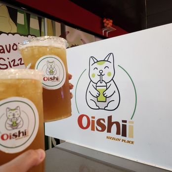 Sizzlin’ Place - our green tea with cute kitty logo - Noodles Near Me - Rancho Cucamonga, California Sizzlin’ Place - our green tea with cute kitty logo - Noodles Near Me - Rancho Cucamonga, California
