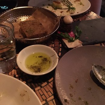 Oleana Restaurant - Olive oil bread and remains of kefte - Turkish Near Me - Cambridge, Massachusetts