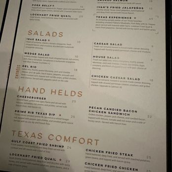 1845 Taste Texas - Their menu - Steakhouses Near Me - Flower Mound, Texas