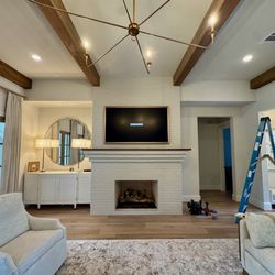The H-Town Handyman - Samsung 85-inch The Frame Pro TV professionally mounted above a fireplace in a Bunker Hill Village home in Houston