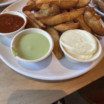 Pollo Bravo - Large order Potato Bravas with garlic mayo aioli, green goddess & fermented hot sauce. - Tapas/Small Plates Near Me - Portland, Oregon