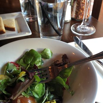 Limoncello - Chocolate Martini, my salad and my entree Salmon Piccata with Gluten Free fettuccine - Italian Near Me - Greenville, South Carolina