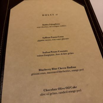 Babbo - Dessert menu (11/25/2025) - Italian Near Me - New York, New York