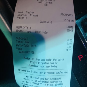 Wingstop - She canceled ( owner) after I asked how much longer because I ordered at 9:59pm and she said 6 min. - Chicken Wings Near Me - Covington, Georgia