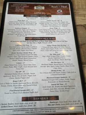 Menu photo 4 Berger Bros Pub Winfield, IL