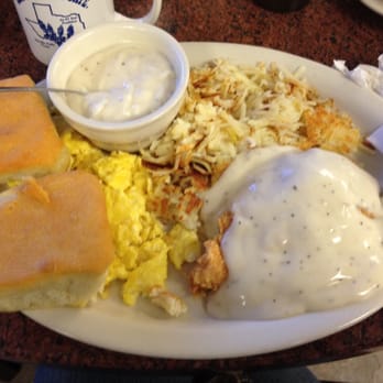 Blue Bonnet Cafe - Chicken friend chicken, on the greasy side, however they serve large portions. - Desserts Near Me - Marble Falls, Texas