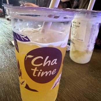 Chatime - Pineapple passion fruit tea, lychee tea slush (behind) - Coffee & Tea Near Me - Burnaby, British Columbia Chatime - Pineapple passion fruit tea, lychee tea slush (behind) - Coffee & Tea Near Me - Burnaby, British Columbia