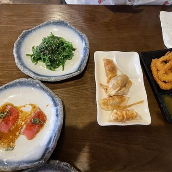 Umiya - Tuna Tataki, Seaweed Salad, 5 Piece Gyoza, Fried Calamari - Sushi Bars Near Me - San Antonio, Texas Umiya - Tuna Tataki, Seaweed Salad, 5 Piece Gyoza, Fried Calamari - Sushi Bars Near Me - San Antonio, Texas