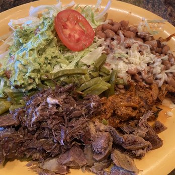 Taqueria Chalupas - Tres Carnes Plate with al pastor, barbacoa, and lengua - delicious - Mexican Near Me - Webster, Texas