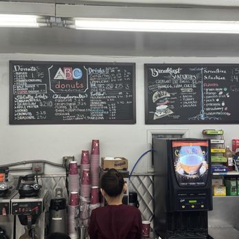 ABC Donuts - Menu board (behind counter) - Donuts Near Me - Downey, California ABC Donuts - Menu board (behind counter) - Donuts Near Me - Downey, California