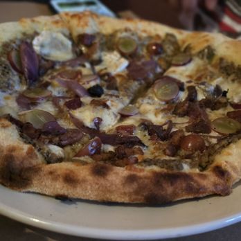 Brick & Fire Bistro - Tarragon Pecan Pesto pizza - Mediterranean Near Me - Eureka, California Brick & Fire Bistro - Tarragon Pecan Pesto pizza - Mediterranean Near Me - Eureka, California
