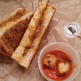 The Kroft - Grilled cheese with gouda on spur dough and tomato bisque for dipping. Soo gouda! - Sandwiches Near Me - Anaheim, California