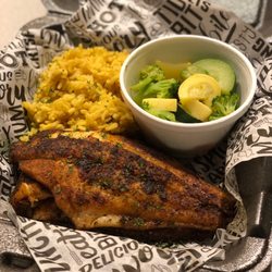 Kulture Bar & Lounge - Blackened Catfish with Seasonal Vegetables & @Yellow(Spanish)Rice .. absolutely delicious every time!
