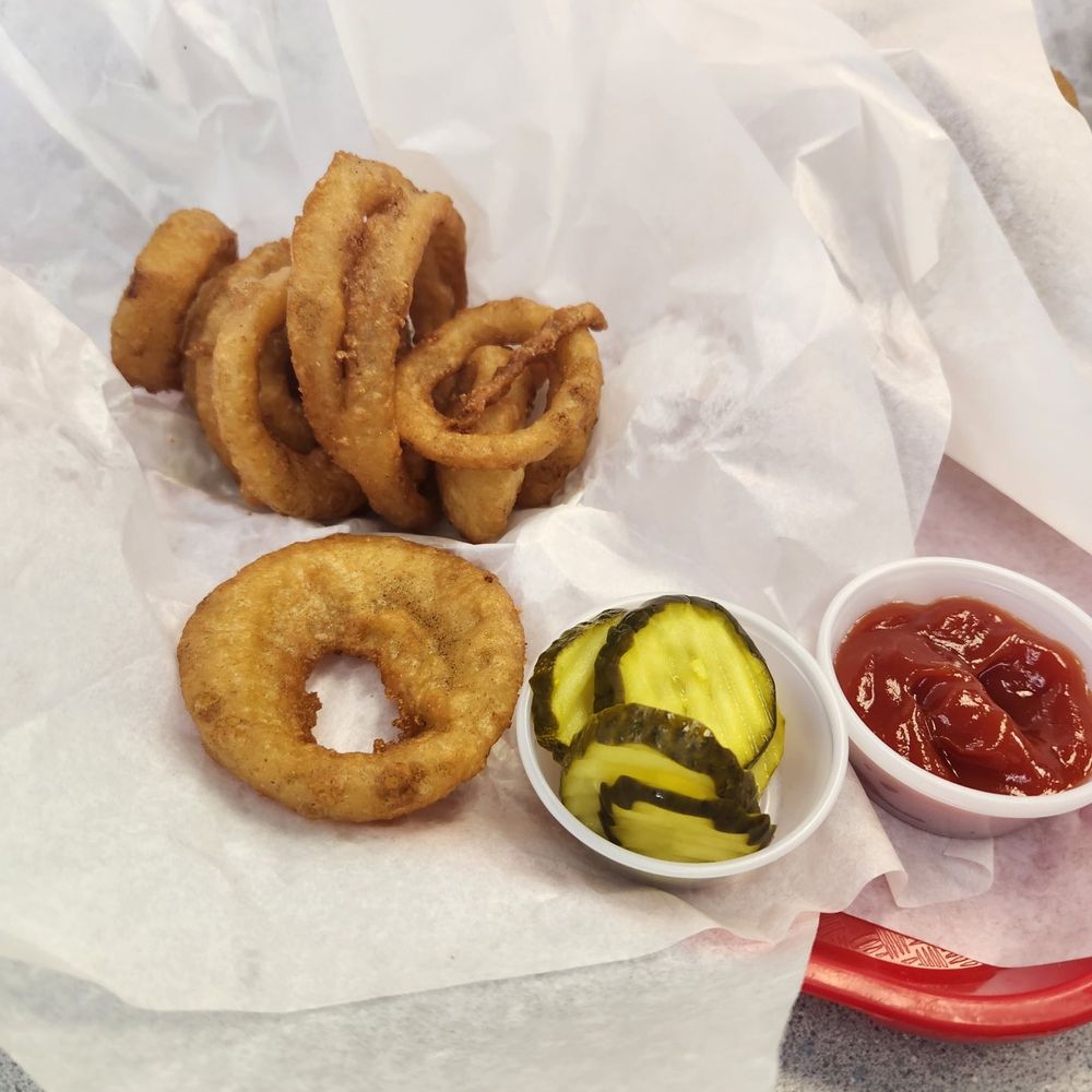 Keller's Hamburgers - Onion rings and hot breadnbutter pickles - Burgers Near Me - Dallas, Texas Keller's Hamburgers - Onion rings and hot breadnbutter pickles - Burgers Near Me - Dallas, Texas