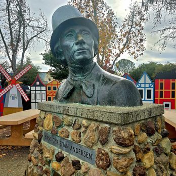 Solvang Park - Bronze bust of Danish author, Hans Christian Anderson, who is best known for his famous fairy tales. - Parks Near Me - Solvang, California Solvang Park - Bronze bust of Danish author, Hans Christian Anderson, who is best known for his famous fairy tales. - Parks Near Me - Solvang, California