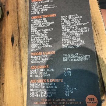 Mezeh - Large menu, be sure to pick one up prior to getting in line so you know what the many offerings are. - Mediterranean Near Me - Oxon Hill, Maryland