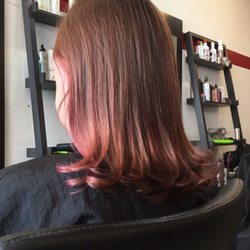 Le & Be - Adorable rose gold-pink hair done by Lindsay.
