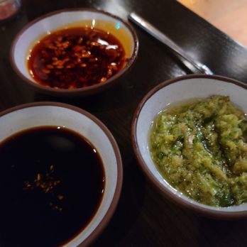 The Parlor - Dim Sum & Cantonese BBQ - We got 3 different dipping sauces for our dim sum: one was a soy sauce base, one a little spicy, and the green onion dip was very salty. - Dim Sum Near Me - Pittsburgh, Pennsylvania